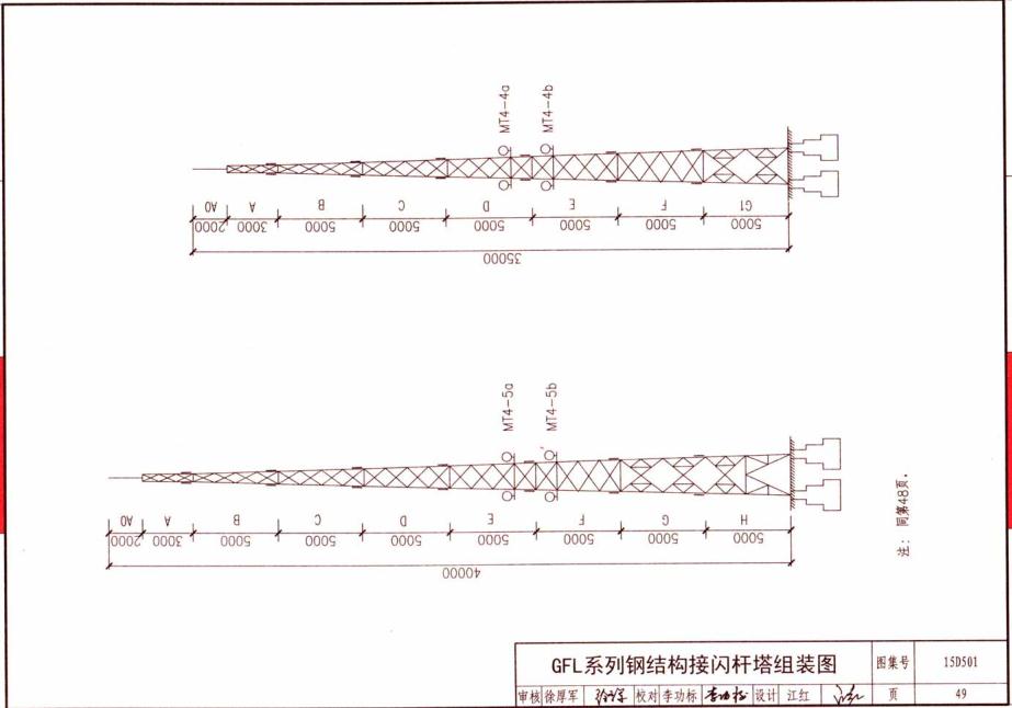 GFL系列钢结构接闪杆组装图